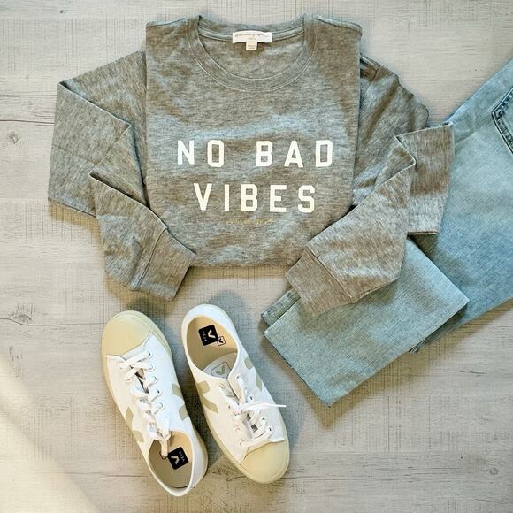 Spiritual Gangster No BAD VIBES Crew Neck Savasana Sweatshirt Women Size M NWT - Picture 9 of 10